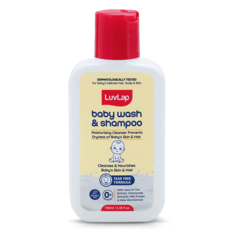 LuvLap Baby Wash And Shampoo 100 ML LuvLap Baby Wash & Shampoo - 400ml with Chamomile, Milk Protein, Oatmeal & Shea Butter, Paraben Free, Tear Free, Soap Free, Rich Moisturised Skin & Soft Hair, Baby Body Wash, Dermatologically Tested