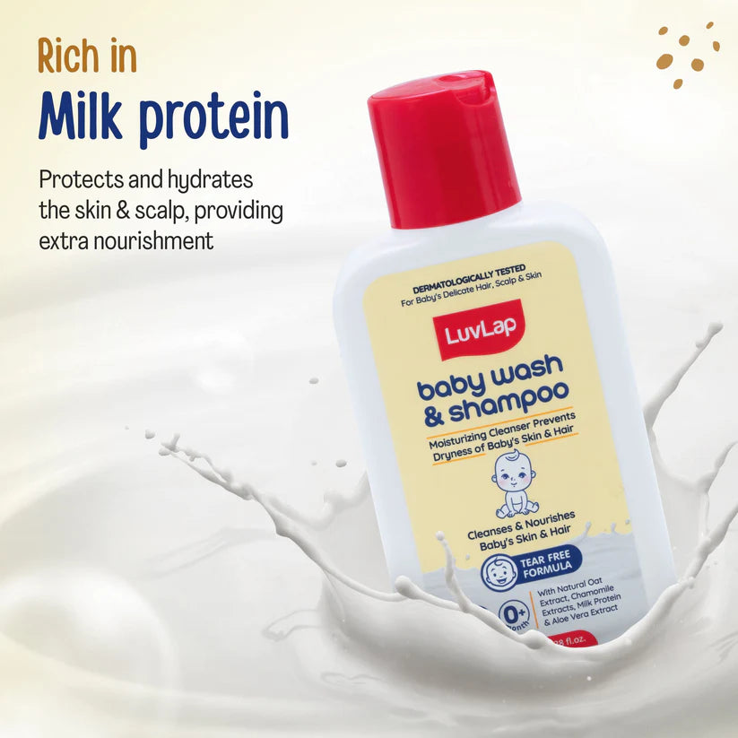 LuvLap Baby Wash And Shampoo 100 ML LuvLap Baby Wash & Shampoo - 400ml with Chamomile, Milk Protein, Oatmeal & Shea Butter, Paraben Free, Tear Free, Soap Free, Rich Moisturised Skin & Soft Hair, Baby Body Wash, Dermatologically Tested