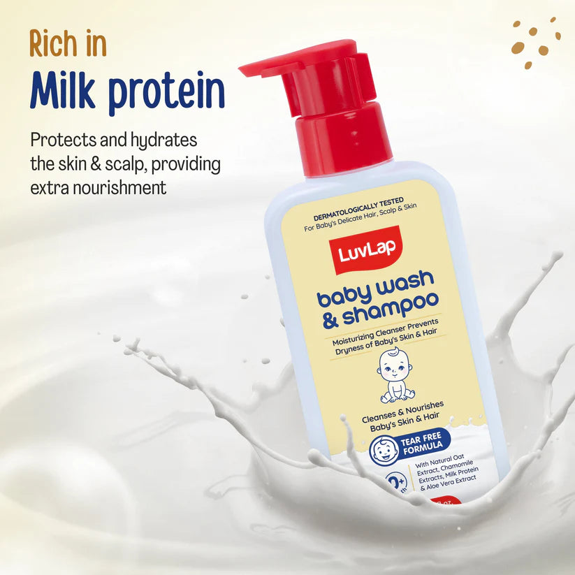 Luvlap Baby Wash And Shampoo 200 ML LuvLap Baby Wash & Shampoo - 400ml with Chamomile, Milk Protein, Oatmeal & Shea Butter, Paraben Free, Tear Free, Soap Free, Rich Moisturised Skin & Soft Hair, Baby Body Wash, Dermatologically Tested