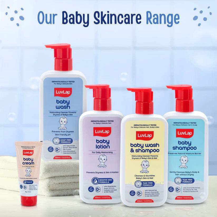 LuvLap Baby Wash - 600ml, with Milk Protein, Oatmeal, Shea Butter and Vitamin E, Soap Free, Baby Wash for Baby Bath, Natural, pH Balanced & Paraben Free, Dermatologically Tested
