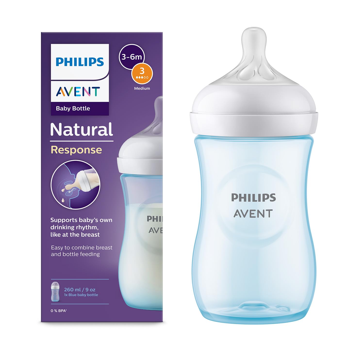 Philips Avent Feeding Bottle Natural 260 ML (Blue)