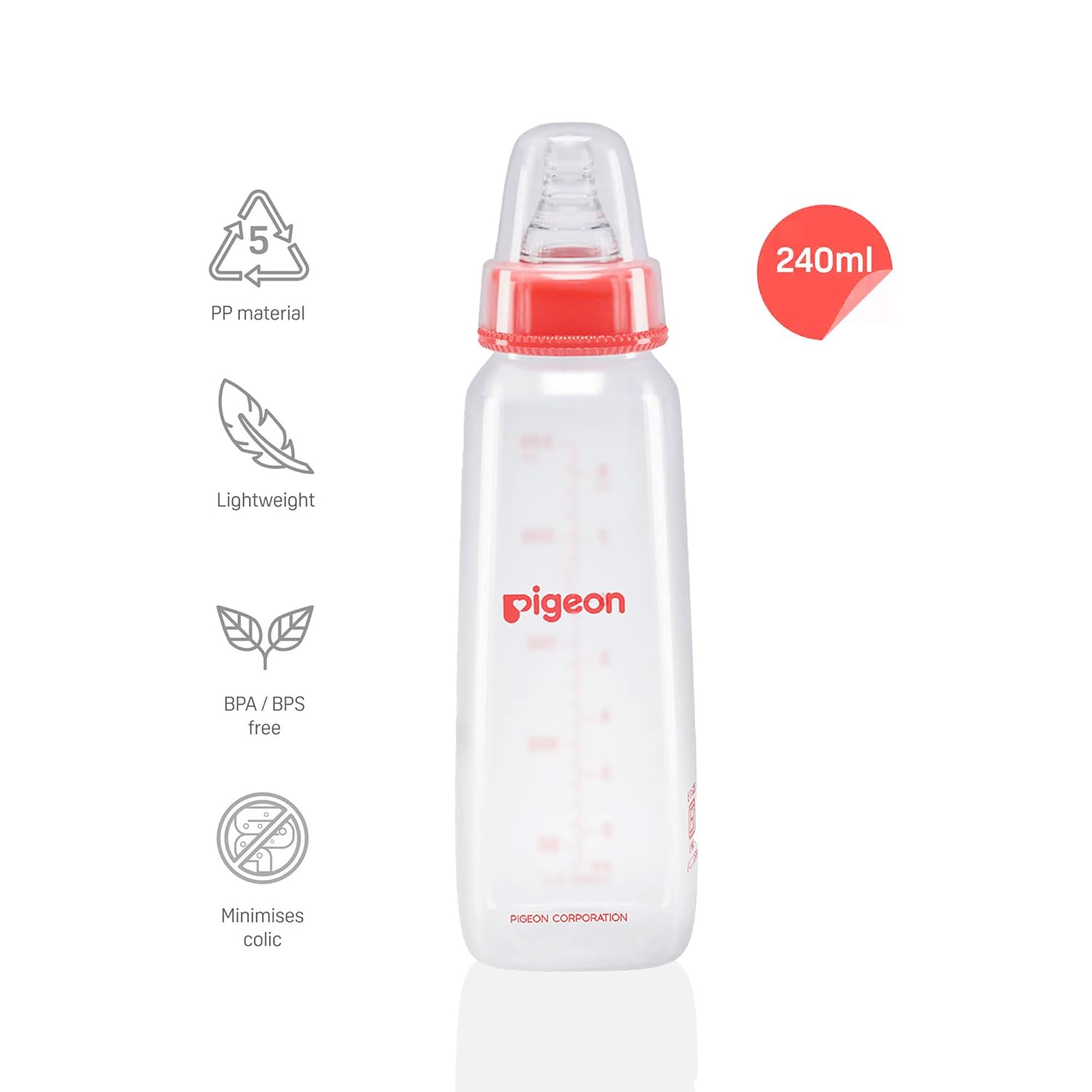 Pigeon Flexible 4+Months Feeding Bottle Red-240 ML