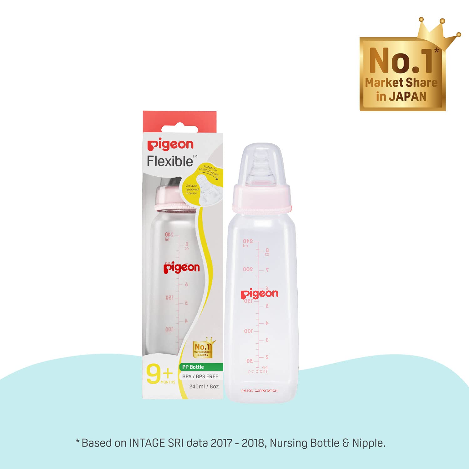 Pigeon Flexible 4+Months Feeding Bottle Pink -240 ML