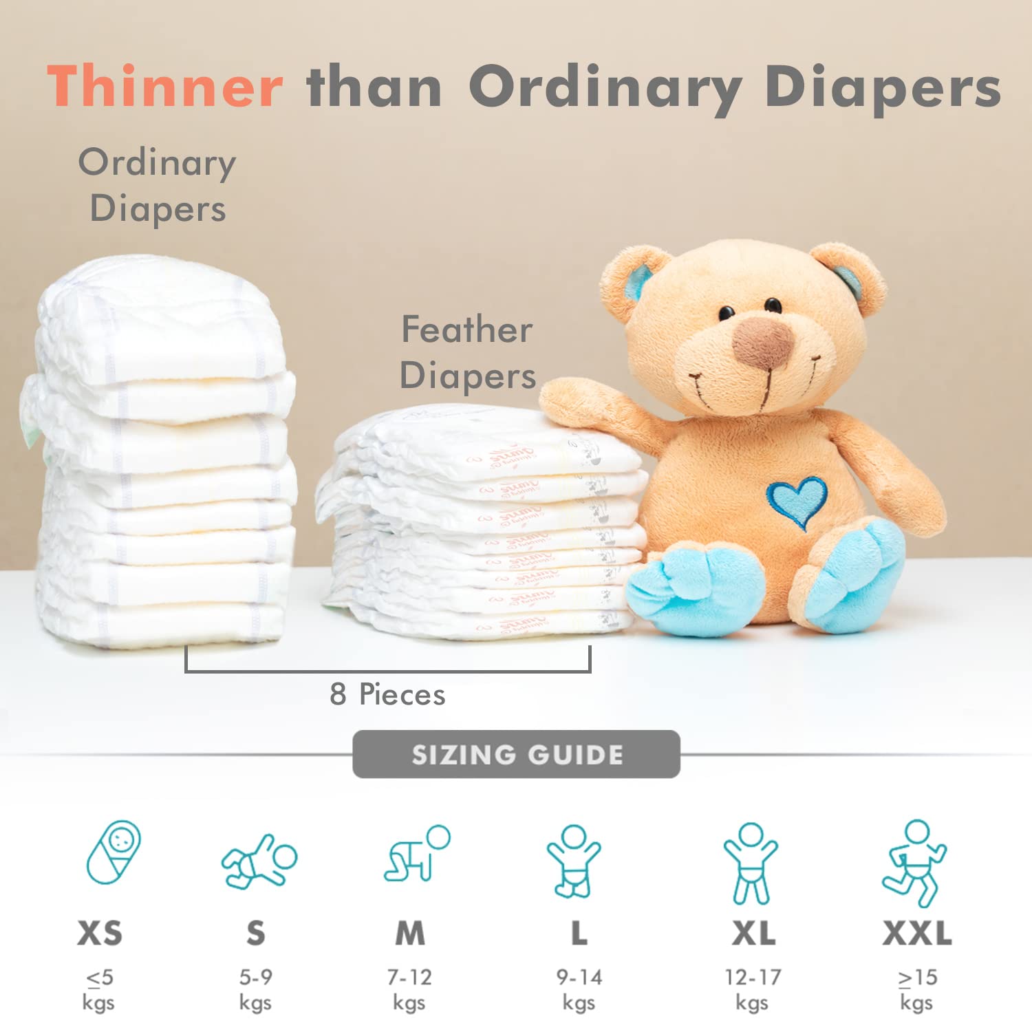 R FOR RABBIT Feather Tape Style Diaper XS 22 Pcs