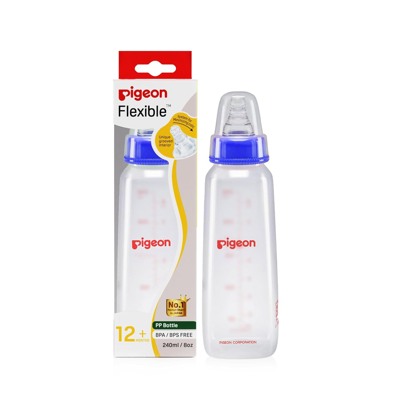Pigeon Flexible 4+Months Feeding Bottle Blue- 240 ML