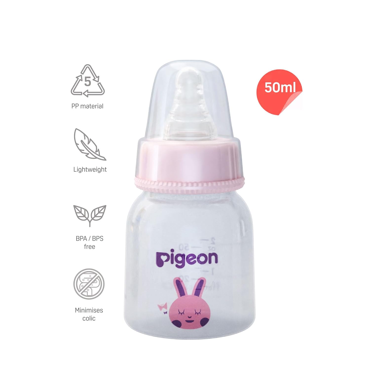 Pigeon Flexible 0+ Months Feeding Bottle Pink -50ML
