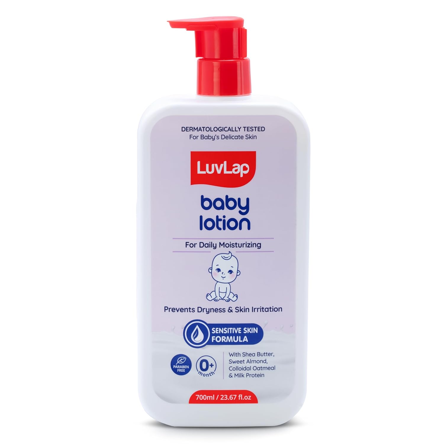 LuvLap Baby Lotion with Milk Protein - 700ml, Suitable for Baby’s Delicate Skin, 24 Hour Protection for Sensitive Skin, Shea Butter and VIT E, Paraben Free,...