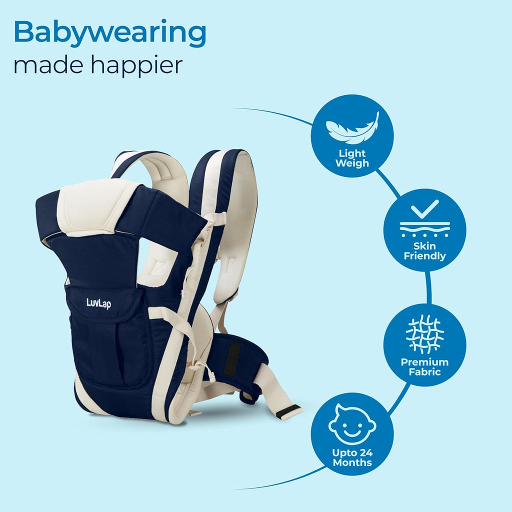 LuvLap Elegant Baby Carrier with 4 Carry Positions, Baby Carrier for 4 to 24 Months Baby, Adjustable New-Born to Toddler Carrier with Cushioned Leg Support,...