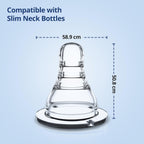 LuvLap Anti-Colic Essential Teat/Nipple for Slim Neck Bottle,2pcs Slow Flow, 0m+, Made of Soft & Flexible Silicone, Ergonomic Shape, Mimics...