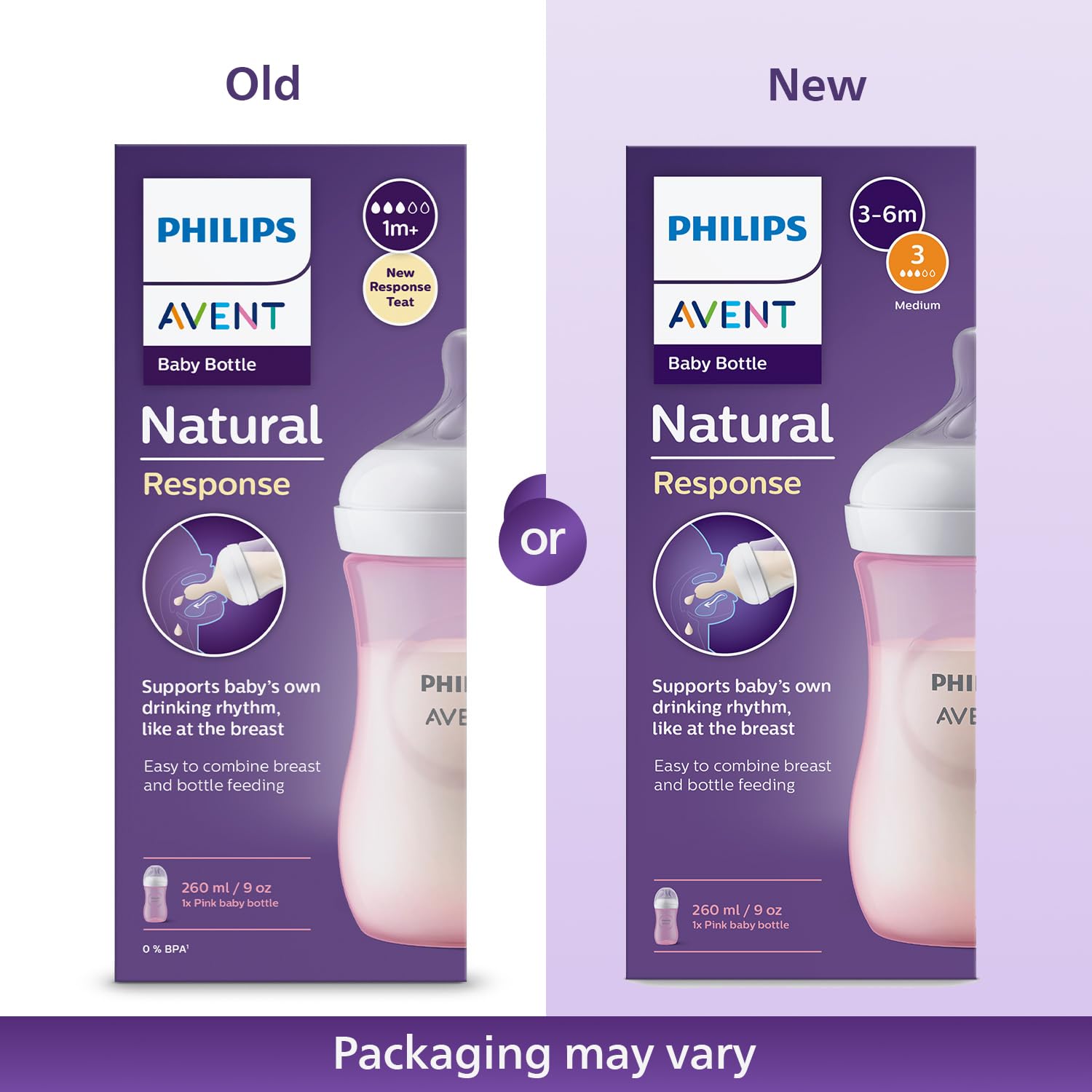 Philips Avent Feeding Bottle Natural 260 ML (Pink)