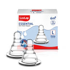 LuvLap Anti-Colic Essential Teat/Nipple for Slim Neck Bottle,2pcs Fast Flow, 6m+, Made of Soft & Flexible Silicone, Ergonomic Shape, Mimics...