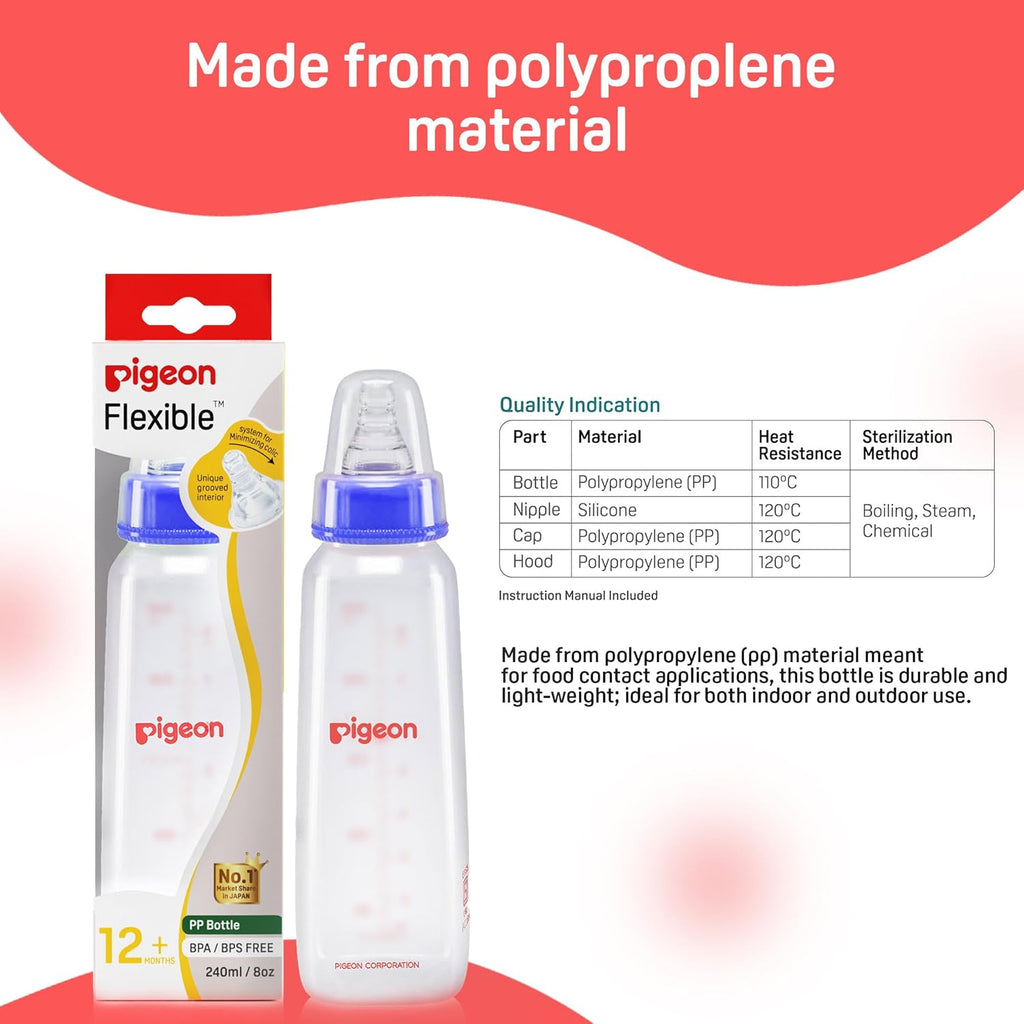 Pigeon Flexible 12+Months Feeding Bottle Blue-240 ML