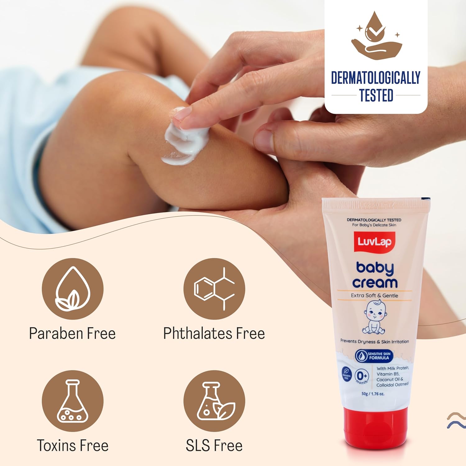 LuvLap Baby Cream -50g, Face & Body Moisturizing Cream with Shea Butter & Colloidal Oatmeal, Protection for Dry, Itchy, Sensitive Skin for Face &...