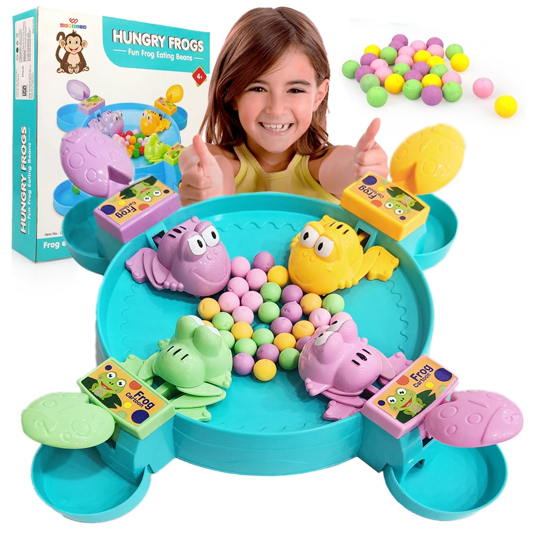 Wembley Hungry Frog Game for Kids Indoor Family Board Games Bean Eating Frog Toys for Kids Activity 2 to 4 Player Fun Interactive Crristmas Birthday Gift...