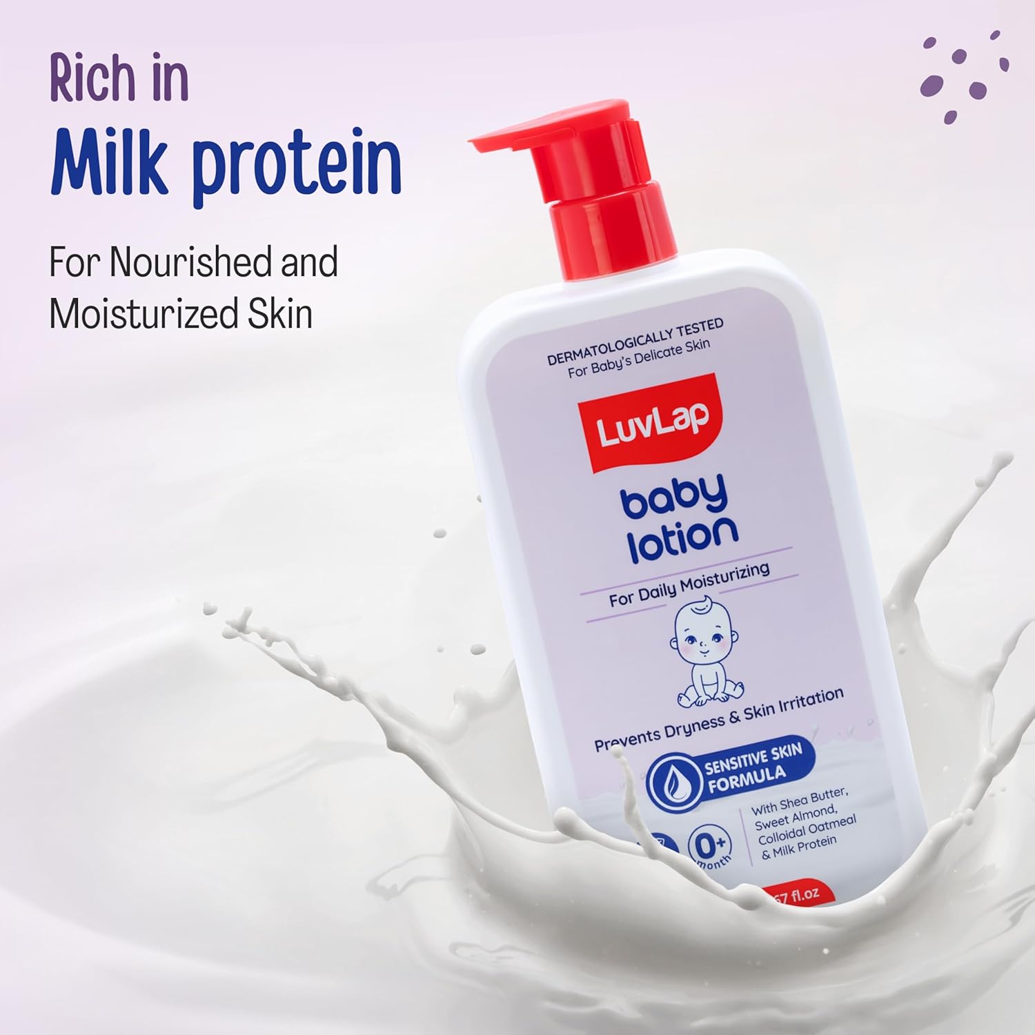 LuvLap Baby Lotion with Milk Protein - 700ml, Suitable for Baby’s Delicate Skin, 24 Hour Protection for Sensitive Skin, Shea Butter and VIT E, Paraben Free,...
