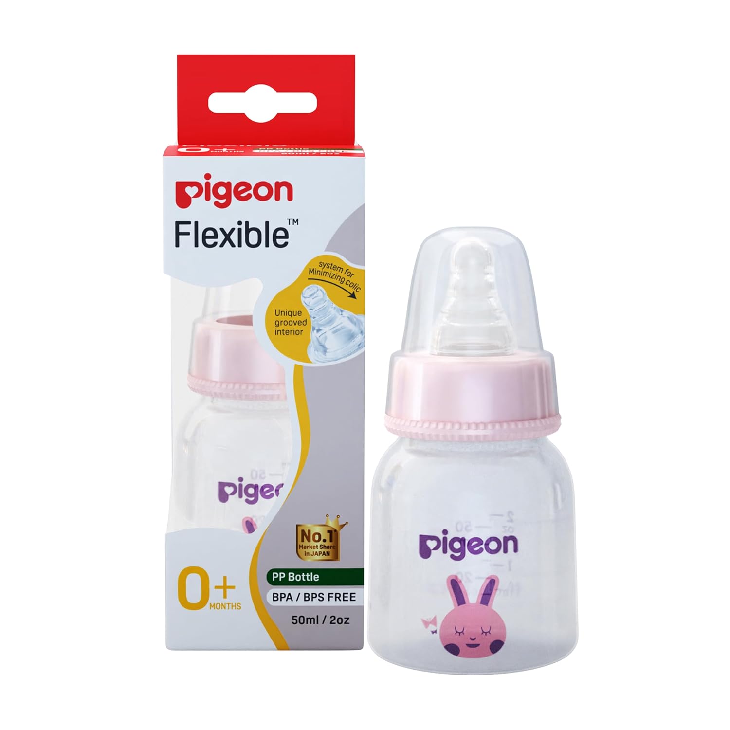 Pigeon Flexible 0+ Months Feeding Bottle Pink -50ML