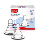 LuvLap Anti-Colic Essential Teat/Nipple for Slim Neck Bottle,2pcs Slow Flow, 0m+, Made of Soft & Flexible Silicone, Ergonomic Shape, Mimics...