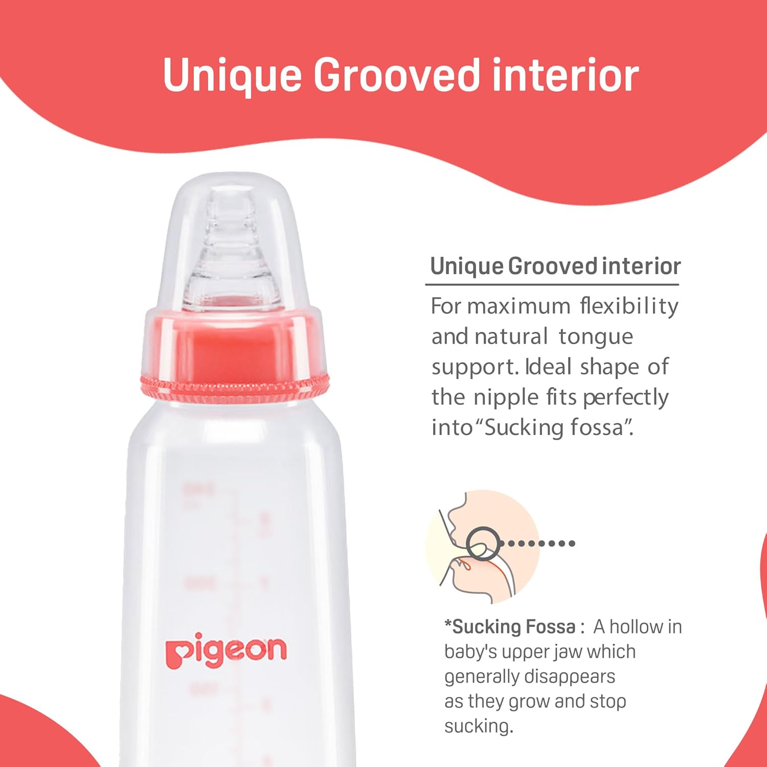 Pigeon Flexible 4+Months Feeding Bottle Red-240 ML