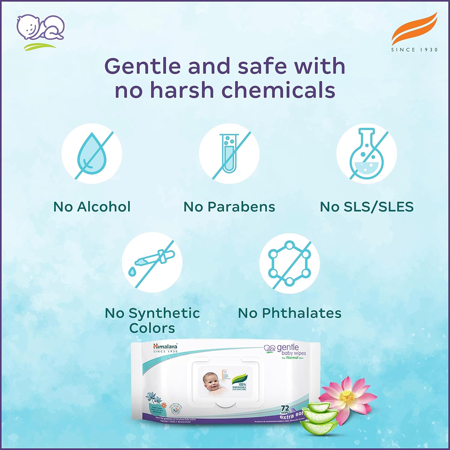 Himalaya Gentle Baby Wipes 72 Pcs