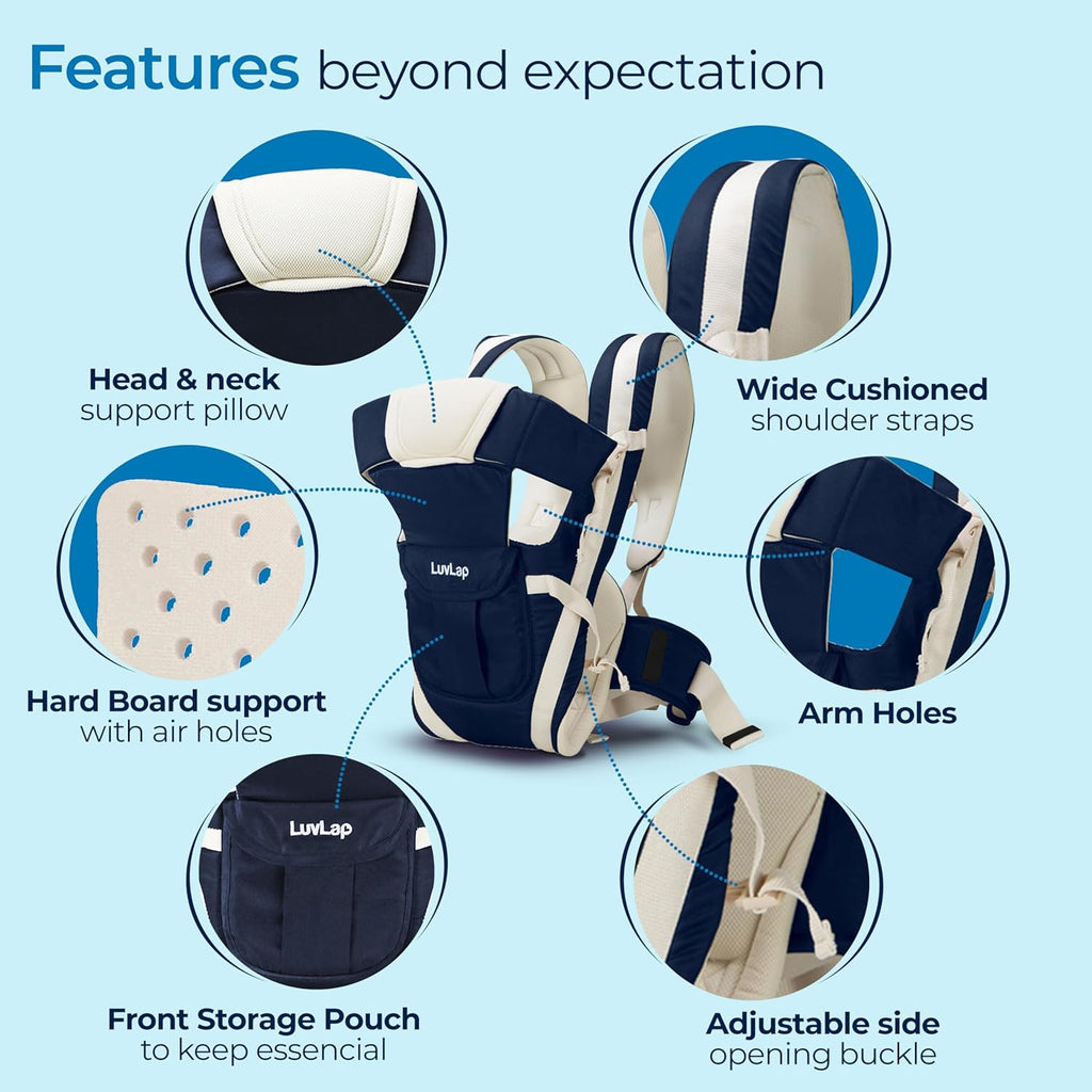 LuvLap Elegant Baby Carrier with 4 Carry Positions, Baby Carrier for 4 to 24 Months Baby, Adjustable New-Born to Toddler Carrier with Cushioned Leg Support,...