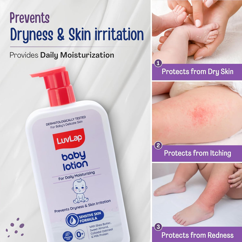LuvLap Baby Lotion with Milk Protein - 700ml, Suitable for Baby’s Delicate Skin, 24 Hour Protection for Sensitive Skin, Shea Butter and VIT E, Paraben Free,...