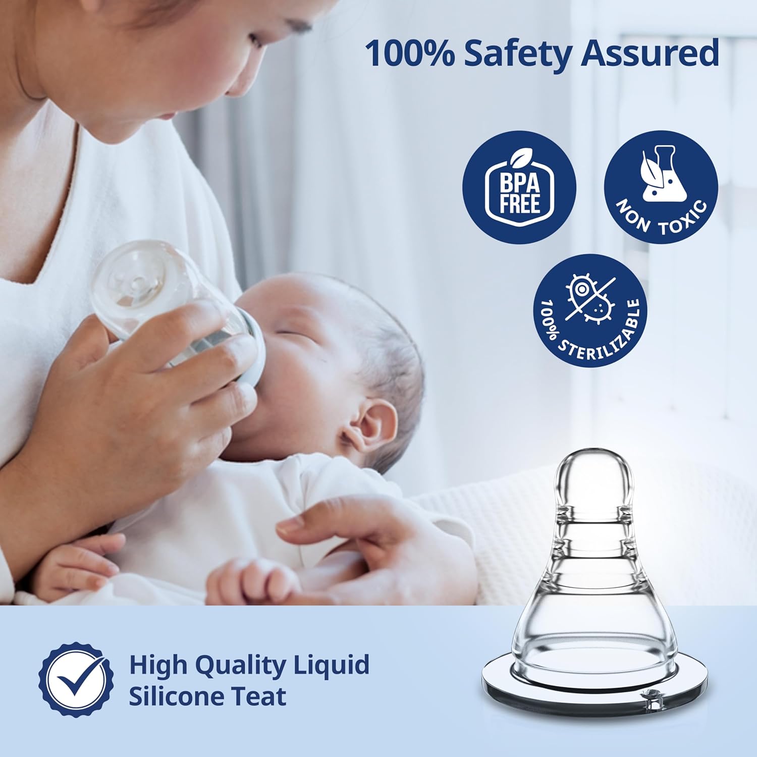 LuvLap Anti-Colic Essential Teat/Nipple for Slim Neck Bottle,2pcs Fast Flow, 6m+, Made of Soft & Flexible Silicone, Ergonomic Shape, Mimics...
