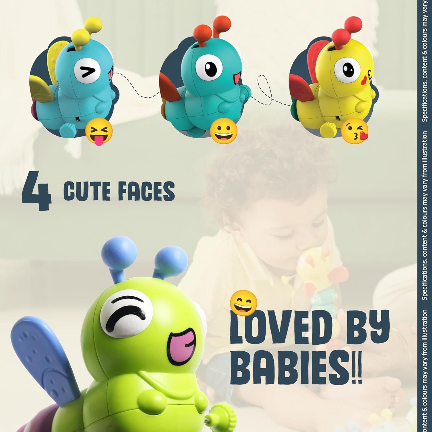 Innovitoy Dancing Caterpillar Wind-Up Toy – Educational Crawling Toy for Toddlers & Babies | Motor Skill & Color Development | Pack of 1