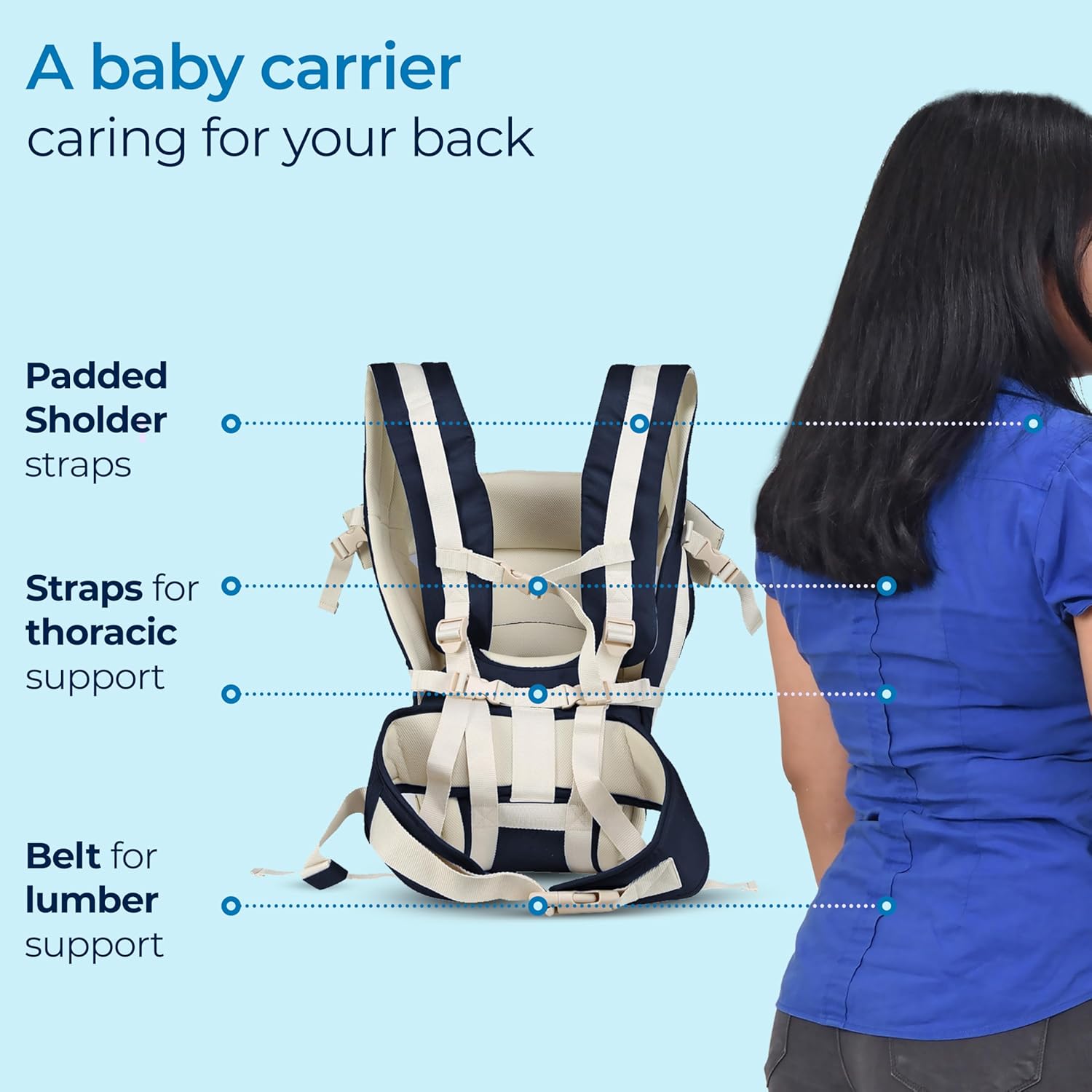 LuvLap Elegant Baby Carrier with 4 Carry Positions, Baby Carrier for 4 to 24 Months Baby, Adjustable New-Born to Toddler Carrier with Cushioned Leg Support,...