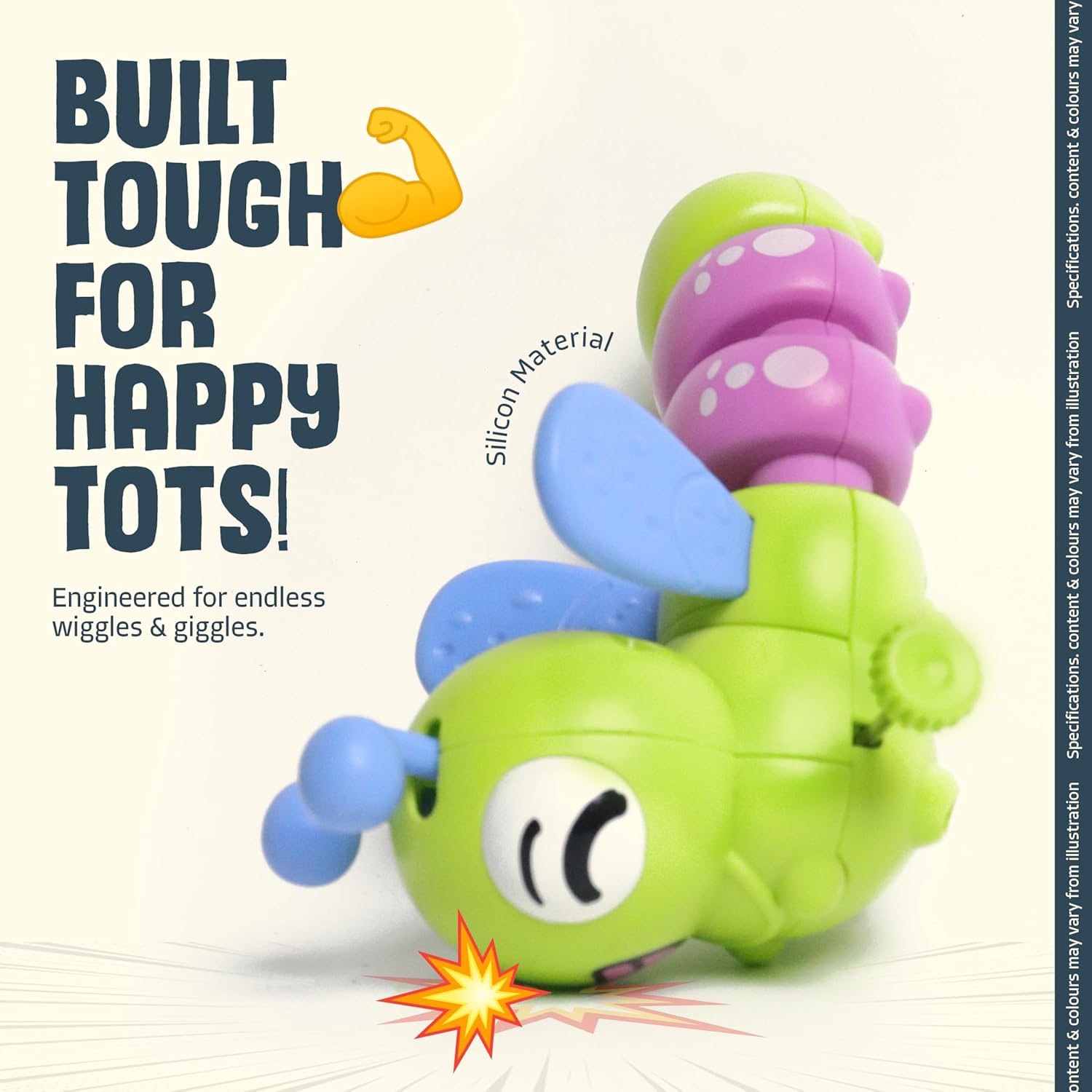 Innovitoy Dancing Caterpillar Wind-Up Toy – Educational Crawling Toy for Toddlers & Babies | Motor Skill & Color Development | Pack of 1