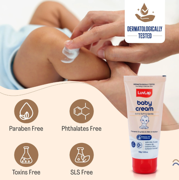 LuvLap Baby Cream -100g, Face & Body Moisturizing Cream with Shea Butter & Colloidal Oatmeal, Protection for Dry, Itchy, Sensitive Skin for Face & Body, 24-Hour Moisturization, Dermatologically Tested