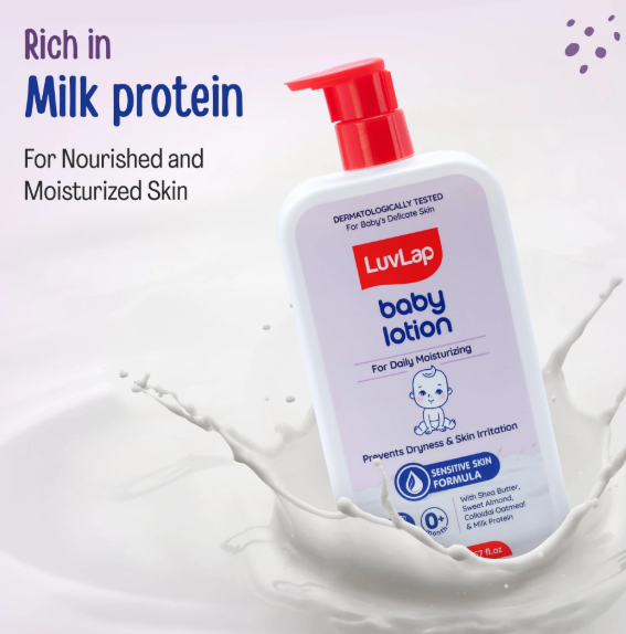 LuvLap Baby Lotion with Milk Protein - 700ml, Suitable for Baby’s Delicate Skin, 24 Hour Protection for Sensitive Skin, Shea Butter and VIT E, Paraben Free, Sweet Almond Oil, Dermatologically Tested