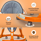 LuvLap 360° Joy Baby Walkers for 9+ Months | 3 Level Height Adjustment Walker with Switchable Food & Musical Toy Tray / Advanced Baby Activity Walker for Kids