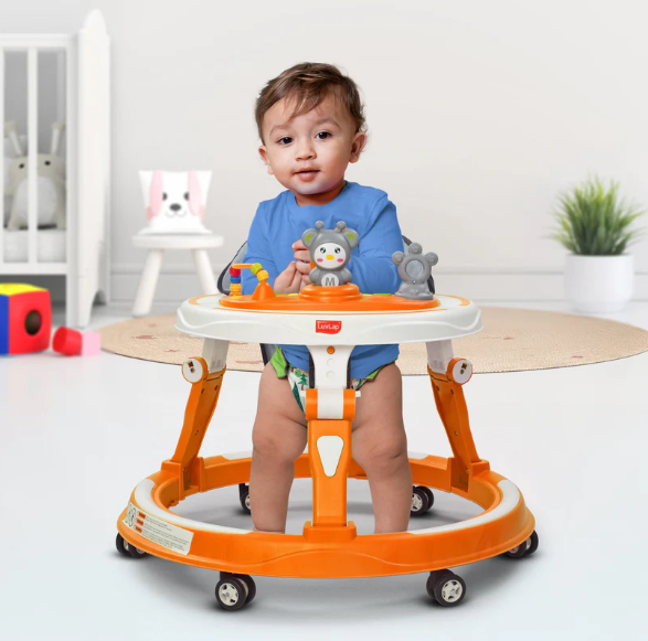 LuvLap 360° Joy Baby Walkers for 9+ Months | 3 Level Height Adjustment Walker with Switchable Food & Musical Toy Tray / Advanced Baby Activity Walker for Kids