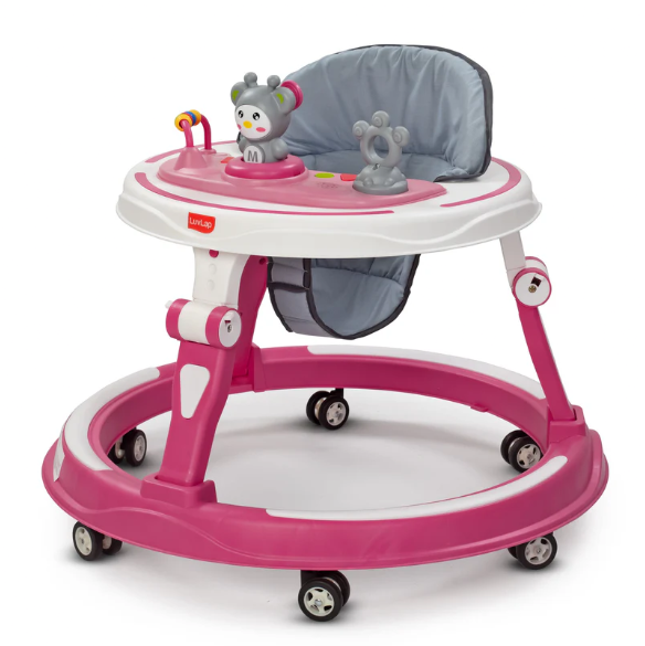 LuvLap 360° Joy Baby Walkers for 9+ Months | 3 Level Height Adjustment Walker with Switchable Food & Musical Toy Tray / Advanced Baby Activity Walker for Kids
