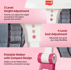 LuvLap 360° Joy Baby Walkers for 9+ Months | 3 Level Height Adjustment Walker with Switchable Food & Musical Toy Tray / Advanced Baby Activity Walker for Kids