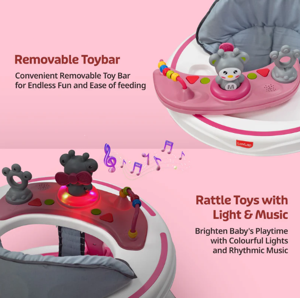 LuvLap 360° Joy Baby Walkers for 9+ Months | 3 Level Height Adjustment Walker with Switchable Food & Musical Toy Tray / Advanced Baby Activity Walker for Kids