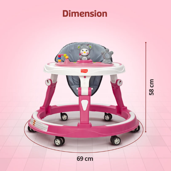 LuvLap 360° Joy Baby Walkers for 9+ Months | 3 Level Height Adjustment Walker with Switchable Food & Musical Toy Tray / Advanced Baby Activity Walker for Kids