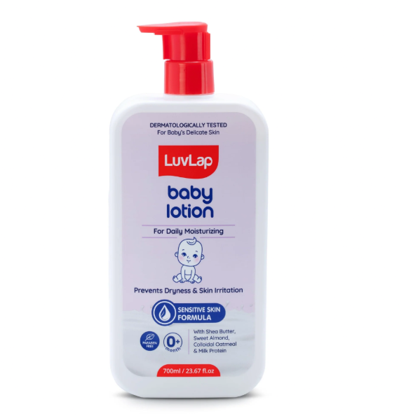 LuvLap Baby Lotion with Milk Protein - 700ml, Suitable for Baby’s Delicate Skin, 24 Hour Protection for Sensitive Skin, Shea Butter and VIT E, Paraben Free, Sweet Almond Oil, Dermatologically Tested