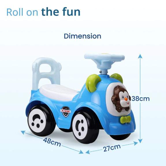 Sunny Ride on & Car for Kids with Music & Horn Steering, Push Car for Baby with Backrest, Safety Guard, Under Seat Storage & Big Wheels, Ride on for Kids 1 to 3 Years Upto 20 Kgs