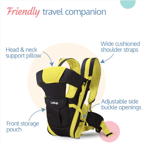 LuvLap Elegant Baby Carrier with 4 Carry Positions, Baby Carrier for 4 to 24 Months Baby, Adjustable New-Born to Toddler Carrier with Cushioned Leg Support,...