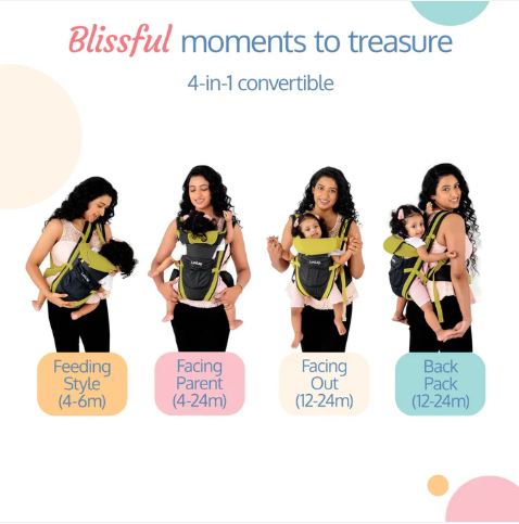 LuvLap Elegant Baby Carrier with 4 Carry Positions, Baby Carrier for 4 to 24 Months Baby, Adjustable New-Born to Toddler Carrier with Cushioned Leg Support,...