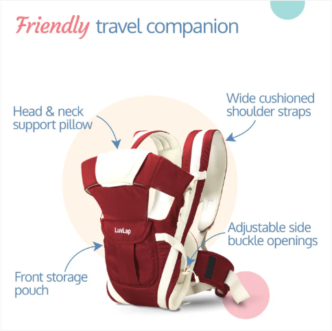 LuvLap Elegant Baby Carrier with 4 Carry Positions, Baby Carrier for 4 to 24 Months Baby, Adjustable New-Born to Toddler Carrier with Cushioned Leg Support,...