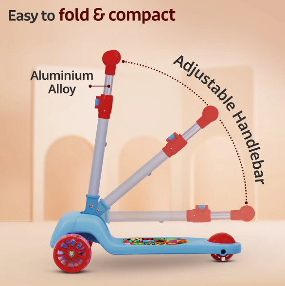 Elegant Scooter for Kids - Toddler 3-Wheel Kick Scooter with LED Lights | Stable Wide Deck for 3-10 Year | Adjustable Height & Easy-Grip Handlebars | Fun Outdoor Gear for Kids