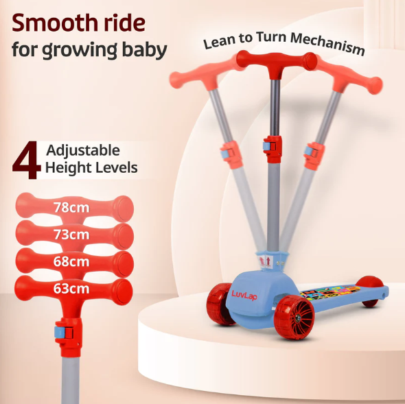 Elegant Scooter for Kids - Toddler 3-Wheel Kick Scooter with LED Lights | Stable Wide Deck for 3-10 Year | Adjustable Height & Easy-Grip Handlebars | Fun Outdoor Gear for Kids