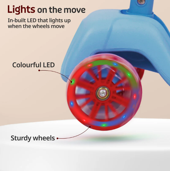 Elegant Scooter for Kids - Toddler 3-Wheel Kick Scooter with LED Lights | Stable Wide Deck for 3-10 Year | Adjustable Height & Easy-Grip Handlebars | Fun Outdoor Gear for Kids
