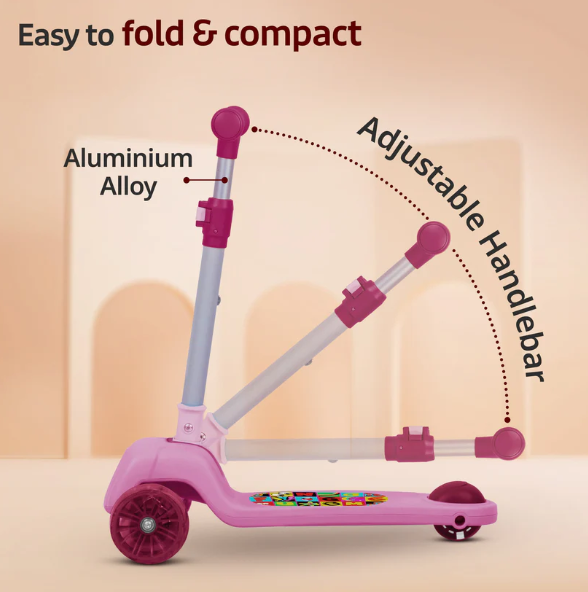 Elegant Scooter for Kids - Toddler 3-Wheel Kick Scooter with LED Lights | Stable Wide Deck for 3-10 Year | Adjustable Height & Easy-Grip Handlebars | Fun Outdoor Gear for Kids