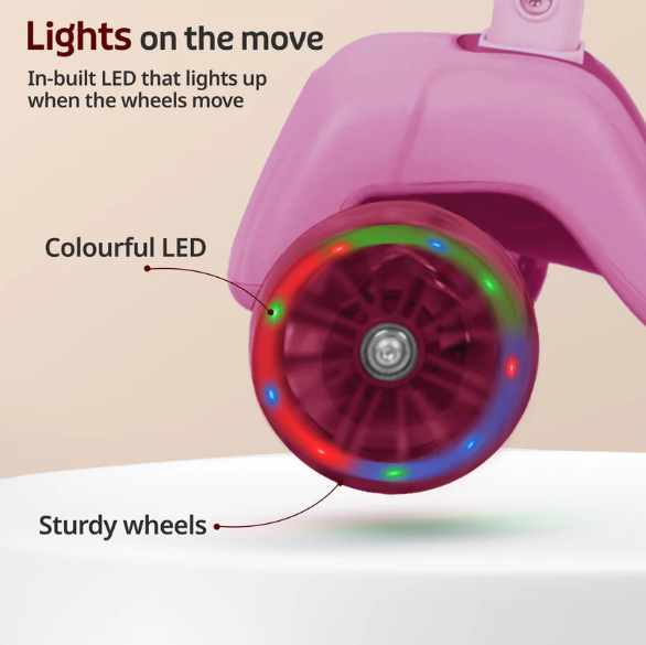 Elegant Scooter for Kids - Toddler 3-Wheel Kick Scooter with LED Lights | Stable Wide Deck for 3-10 Year | Adjustable Height & Easy-Grip Handlebars | Fun Outdoor Gear for Kids