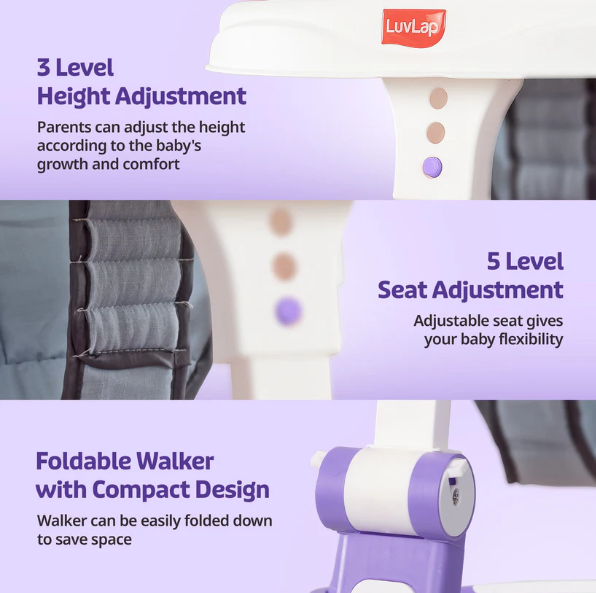 Elegant 360° Baby Walker 9+ Months | 3 Level Height Adjustment Walker/Advanced Baby Activity Walker