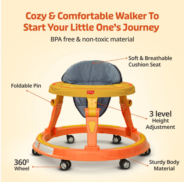Elegant 360° Baby Walker 9+ Months | 3 Level Height Adjustment Walker/Advanced Baby Activity Walker