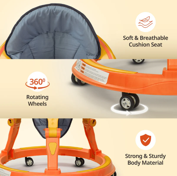 Elegant 360° Baby Walker 9+ Months | 3 Level Height Adjustment Walker/Advanced Baby Activity Walker